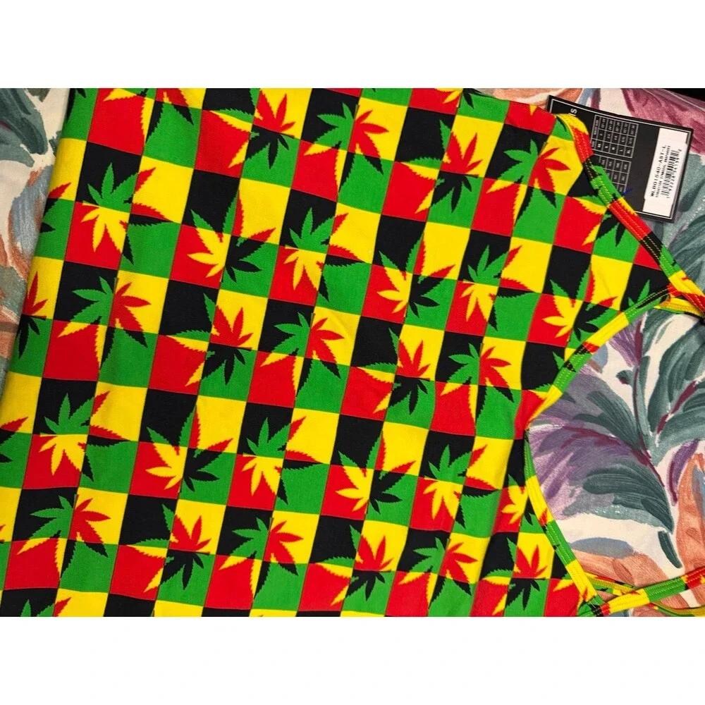 NWT Ethika Girls Vibrant Rasta Leaf Thong Bodysuit